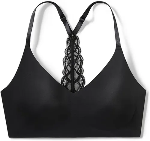 Vista 6 de True & Co Sujetador de espalda cruzada con encaje triangular para mujer