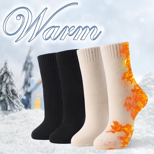Vista 5 de 4 pares de calcetines térmicos gruesos para mujer, para clima frío extremo, calcetines cálidos de invierno, calcetines suaves y acogedores con caja