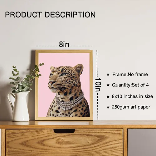 Vista 2 de NaZaUK Decoración de habitación rosa, estampado de leopardo y guepardo Y2K, póster de 8 bolas de la suerte para adolescentes, niñas, dormitorio