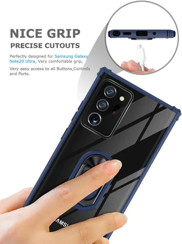 Vista 6 de Funda con función atril para Samsung Galaxy Note 20 Ultra, funda transparente de protección contra caídas para Galaxy Note 20 Ultra, carcasa delgada