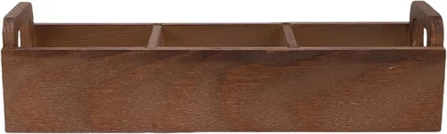 Vista 6 de Focket Tea Bag Organizer, 3 Compartments Pine Wood Tea Storage Container Wooden Box with Double Handles for Cabinet Countertop Office Home