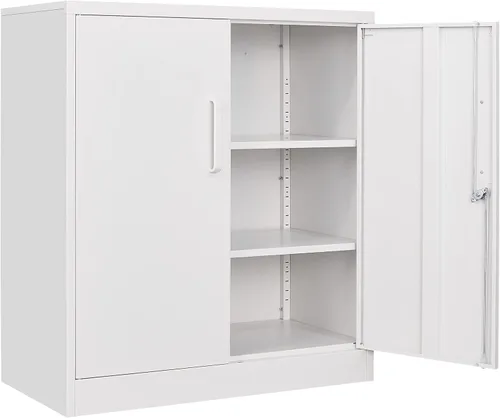 Vista 16 de Armario de almacenamiento de metal negro SISESOL con puertas y estantes, armario de exhibición con cerradura de 36 pulgadas con puertas de acrílico