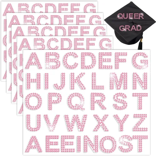 Vista 10 de 170 piezas de pegatinas de letras de diamantes de imitación, 5 hojas, pegatinas autoadhesivas de diamantes con brillo, alfabeto de diamantes de 1.57