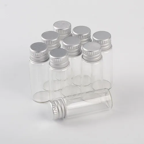 Vista 4 de Botella sellada de vidrio transparente transparente de 0.1 fl oz con tapa de aluminio de tornillo, recipientes de viales pequeños, mini botella