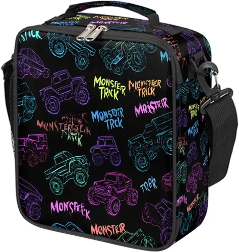 Vista 8 de Pardick Divertida bolsa de almuerzo aislada con calavera de fuego para adolescentes y niños, lonchera portátil reutilizable con correa