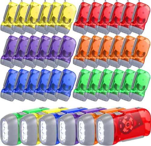 Vista 8 de Treela 36 Linternas de Manivela Manual Artículos a Granel para Navidad Linterna de Compresión Sin Batería Requerida Antorcha de 3 Modos de Carga azul
