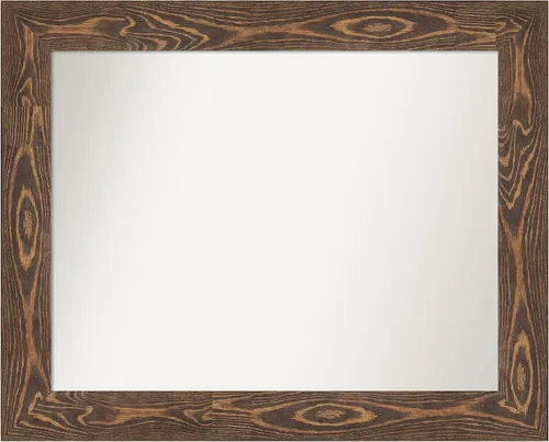 Vista 41 de Amanti Art Espejo de baño marrón para sobre fregadero, 26 x 26 pulgadas, espejo de tocador cuadrado marrón rústico Alexandria, marco de madera