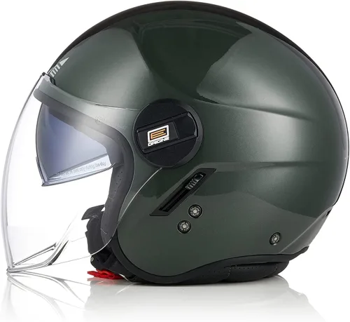 Vista 8 de ORIGINE Casco de motocicleta de cara abierta, casco de scooter, casco jet con doble visera aprobado por DOT