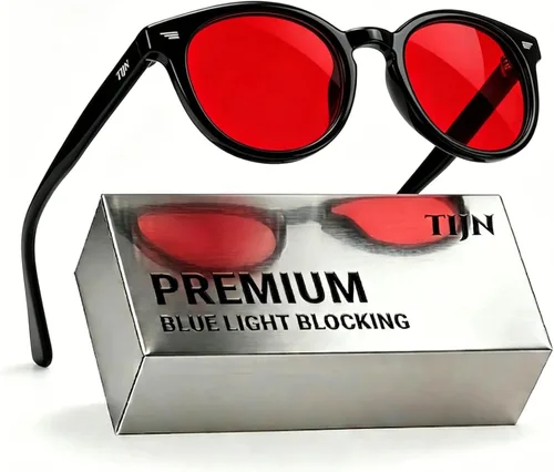 Vista 14 de TIJN Round Blue Light Blocking Glasses Men Women for Computer Gaming Daily 33. (Lente ámbar) transparente