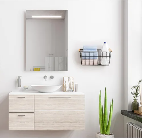 Vista 5 de Cestas colgantes de metal negro con asa, organizador de almacenamiento de pared de alambre con ganchos, cestas adhesivas para cocina, baño