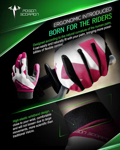 Vista 4 de POISON SCORPION Motocicleta Motocross Dirt Bike Guantes para hombres y mujeres