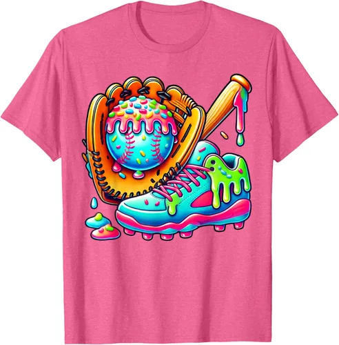 Vista 10 de Ice Cream Drip Baseball Stuff Baseball Drip For Boys Graphic T-Shirt, Negro -, Pequeña