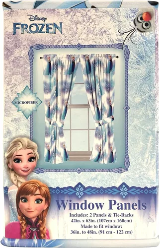 Vista 5 de Jay Franco Disney Frozen Magic Winter - Juego de 4 cortinas decorativas de 63 pulgadas (2 paneles, 2 alzapañas)