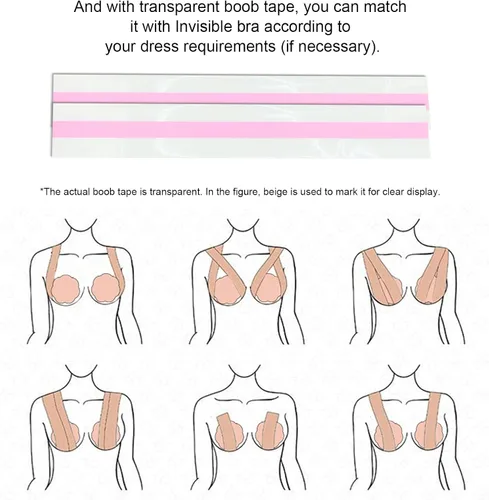 Vista 5 de 2 pares de brasier invisible con adhesivo para levantamiento de senos, sin tirantes, brasier invisible de silicona, con forma de orejas de conejo