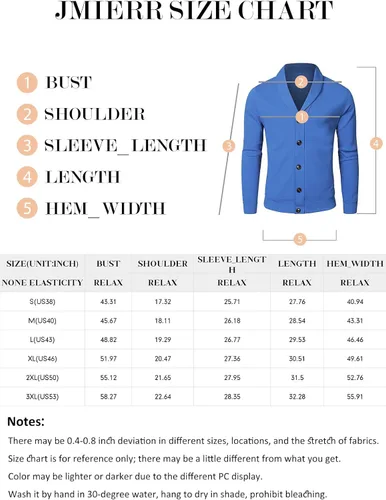 Vista 6 de JMIERR Mens Casual Long Sleeve Shawl Collar Button Down Knit Cardigan Sweater Jacket with Pockets