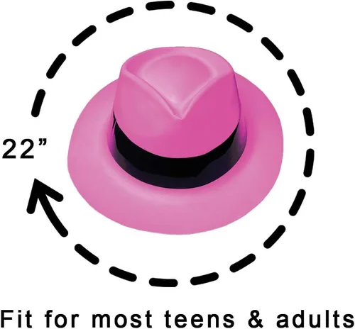 Vista 6 de Super Z Outlet Paquete de 12 sombreros de vestir estilo mafia de neón estilo gángster fedora sombreros de cumpleaños para niños, suministros