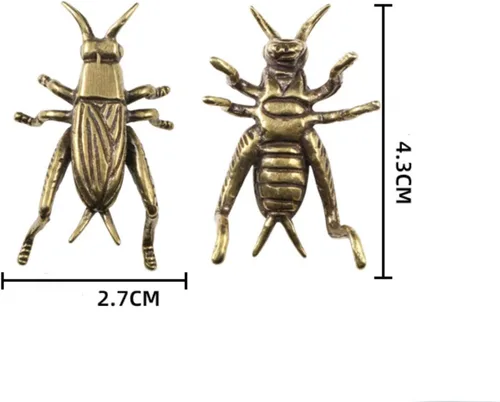 Vista 6 de DTREEL Figuras de escultura de modelo de críquet de latón, estatua de grillo de insecto realista de metal, colección de manualidades, adorno