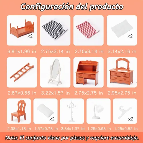 Vista 2 de Juego de muebles para casa de muñecas para niños, juguetes en miniatura