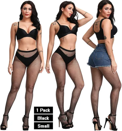Vista 3 de DRESHOW Medias de red para mujer medias altas hasta el muslo