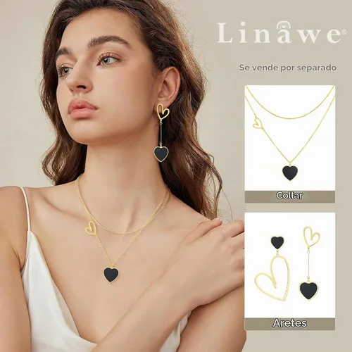 Vista 3 de Linawe Mismatched Heart Dangle Earrings for Women Trendy