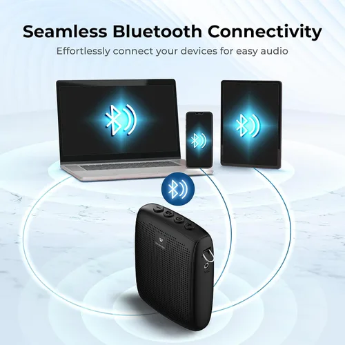 Vista 7 de WinBridge - Amplificador de voz portátil con micrófono Bluetooth Lavalier, micrófono de profesor con altavoz, amplificador de solapa inalámbrico