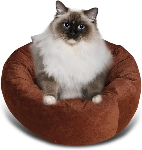 Vista 2 de PETCUTE Cama redonda para gatos, cama para mascotas, cama para mascotas, lavable a máquina