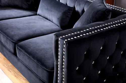 Vista 6 de Glory Furniture Sofá Paige, negro. Muebles de sala de estar, 30 pulgadas de alto x 86 pulgadas de ancho x 34 pulgadas de profundidad