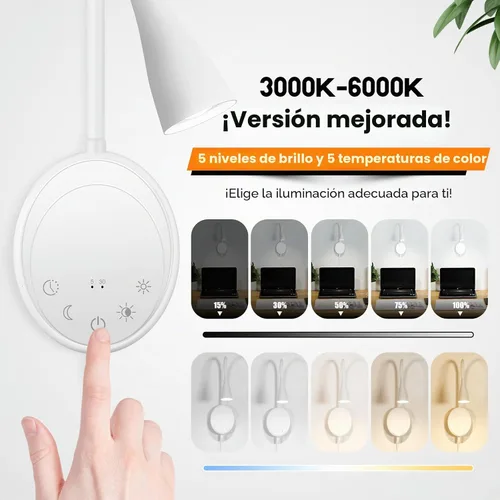 Vista 3 de SANKEDOU Luz de lectura LED para montaje en pared, luces de lectura de cabecera con control táctil, 5 regulables, salida USB, luz nocturna