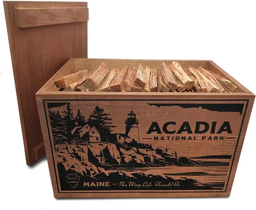 Vista 6 de Better Wood Products Edición Limitada Serie Protege Los Parques Encendedor de Fuego de Leña Natural Fatwood, Caja de Madera de 13 Libras, Caja Acadia