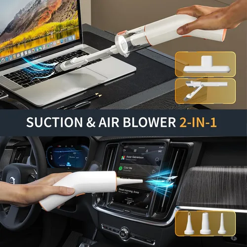 Vista 2 de Aspiradora portátil inalámbrica para automóvil, 5 en 1, mini aspiradora de mano inalámbrica con filtro HEPA, 2 modos de succión, potencia de succión