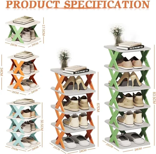 Vista 3 de Organizador de almacenamiento de zapatos de varias capas, zapatero estrecho y vertical, pequeño soporte vertical para zapatos, organizador