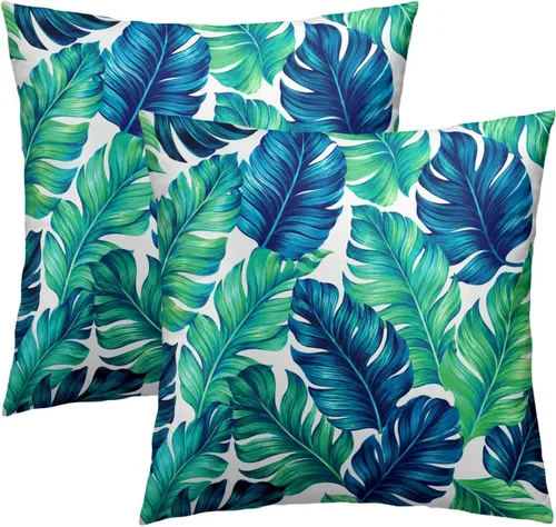 Vista 33 de Fundas de cojín decorativas con temática de verano náutica costera de 12 x 12 pulgadas, juego de 2 fundas de cojín de color aguamarina azul verdoso