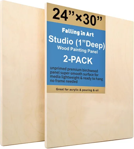 Vista 17 de Kit de Paneles de Lienzo de Madera de Abedul Sin Terminar, Falling in Art Paquete de 2 de 11x17'' Tablas de Cuna de Estudio de 3/4'' de Profundidad
