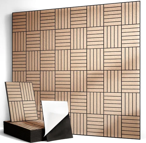 Vista 9 de Paquete de 12 paneles acústicos, 16"x12"x0.4" paneles acústicos de pared grandes, paneles absorbentes de sonido autoadhesivos para estudios