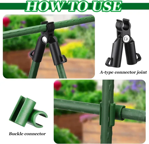Vista 4 de 50 piezas de clip de conector de enrejado ajustable para plantas, estacas de plástico para jardín, tipo A, clip de hebilla para juntas de conexión