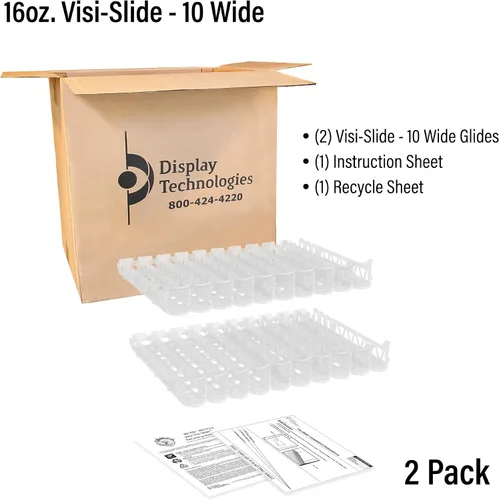 Vista 5 de Display Technologies Visi-Slide Organizador de Bebidas para Nevera, Organizador de Latas de Soda, Deslizador Alimentado por Gravedad para Estantes