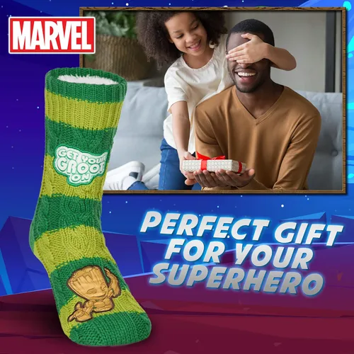Vista 2 de Marvel Calcetines esponjosos, Calcetines para hombre, Pantera Negra Thor calcetines de punto cálido