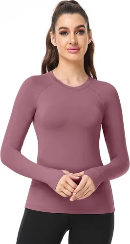 Vista 5 de CADMUS Camisa de manga larga para correr de secado rápido para mujer, camisas de entrenamiento