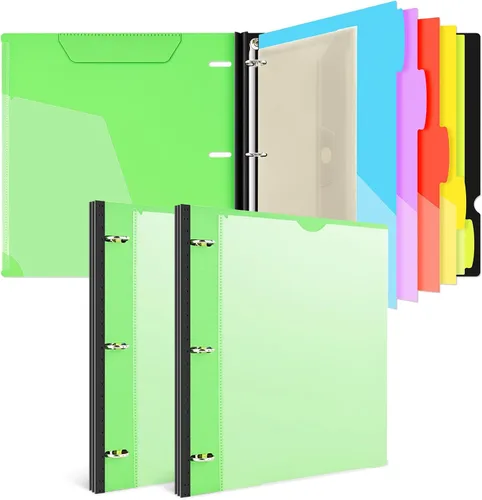 Vista 9 de INFUN Carpeta organizadora de proyectos telescópica de 3 anillos de 1 pulgada, 13 bolsillos, cubierta frontal personalizable, divisor de bolsillo