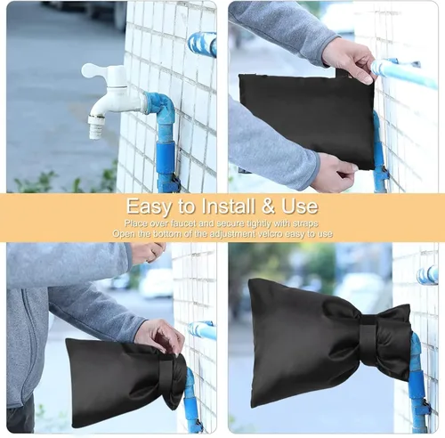 Vista 4 de Fundas de grifo para exteriores para invierno, gruesas de 9.8 pulgadas de alto x 7.3 pulgadas de ancho, cubiertas exteriores de grifo