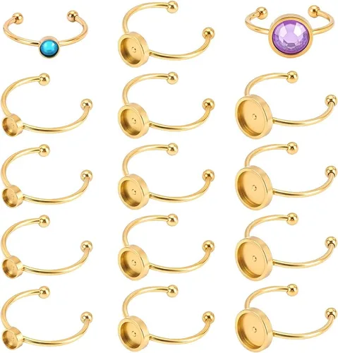 Vista 6 de UNICRAFTALE 18 unidades, 3 colores, 3 tamaños, anillos en blanco, anillos de dedo base de 4/6/0.315 in, base de anillo de acero inoxidable, base