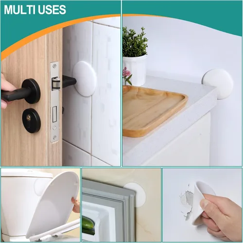 Vista 7 de [3.15"] Topes de Puerta Protectores de Pared, 6 Piezas Grandes Amortiguadores de Puerta de Silicona Blanca con Adhesivo Fuerte Engrosado