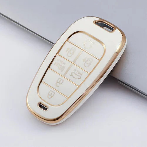 Vista 3 de Funda para llavero Hyundai con llavero de TPU de alta calidad, funda protectora de 360 grados para Hyundai Sonata Santa fe Tucson 2019 2020 2021