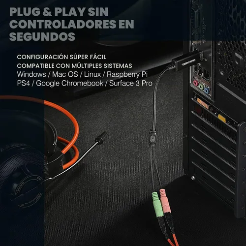 Vista 6 de DUKABEL Adaptador de audio USB con conector de 0.1 in Adaptador de sonido USB externo - 30CM