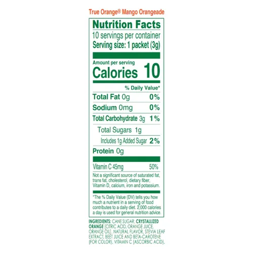 Vista 2 de True Citrus Naranja, mango, 1.06 oz, (paquete de 10, 0.11 oz cada uno)