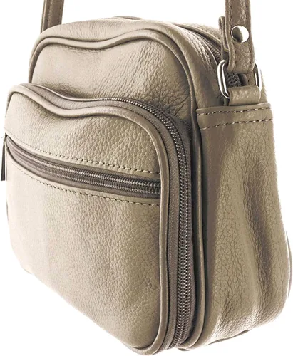 Vista 4 de Bolso de hombro de piel de vaca para mujer, pequeño organizador de cuerpo cruzado con muchos bolsillos
