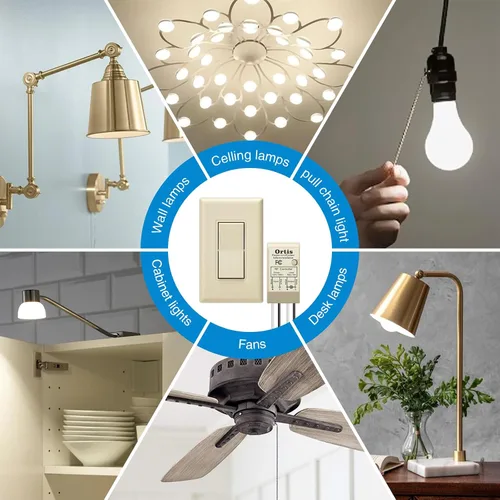 Vista 8 de Kit de interruptor de luz inalámbrico y receptor, interruptores de pared inalámbricos Ortis con rango RF de 300 pies para luces, ventiladores