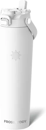 Vista 39 de Frost Buddy botella de agua aislada de 32 onzas con pajilla y tapa para beber Acero inoxidable a prueba de fugas 24 horas de frío Resistente