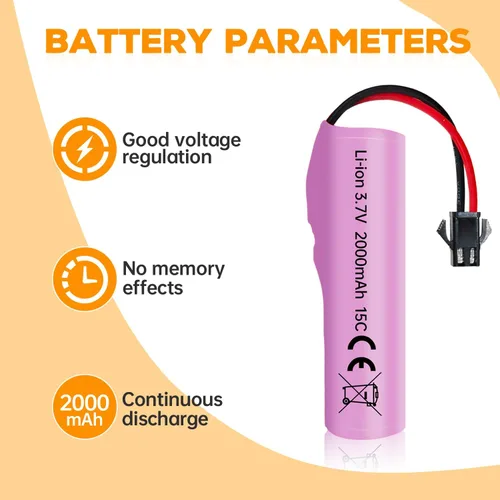Vista 3 de sea jump 3 unids 3.7 V 2000 mAh SM-2P Plug batería de litio con cable de carga USB para DE68 DE44 DE45W DE45 DE58 DE49 DE57 DE70 vehículo
