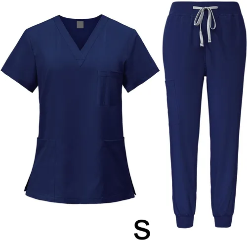 Vista 5 de Fancyes Conjunto de ropa de trabajo para enfermera, cuello en V, parte superior y pantalón deportivo